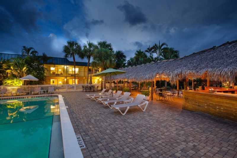 The poolside tiki hut